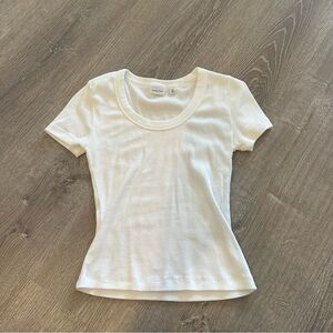 Aritzia babaton white scoop neck cotton short sleeve top Size XS